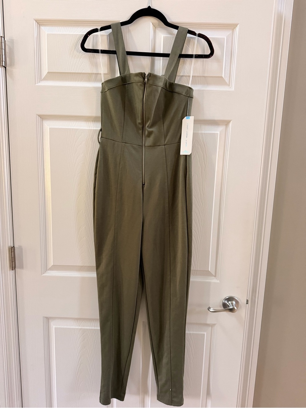 NWT Almost Famous Olive Green Sleeveless Utility Jumpsuit - Size M
